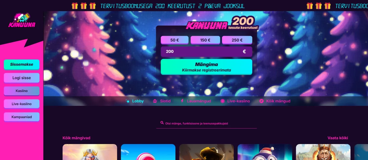 Kanuuna Eesti online kasiino – avaleht